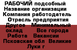 РАБОЧИЙ подсобный › Название организации ­ Компания-работодатель › Отрасль предприятия ­ Другое › Минимальный оклад ­ 1 - Все города Работа » Вакансии   . Псковская обл.,Великие Луки г.